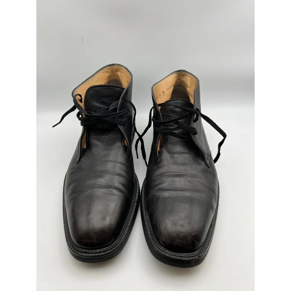 Johnston & Murphy Crawford Black Leather Chukka Boots Vibram Gumlite Mens 12M